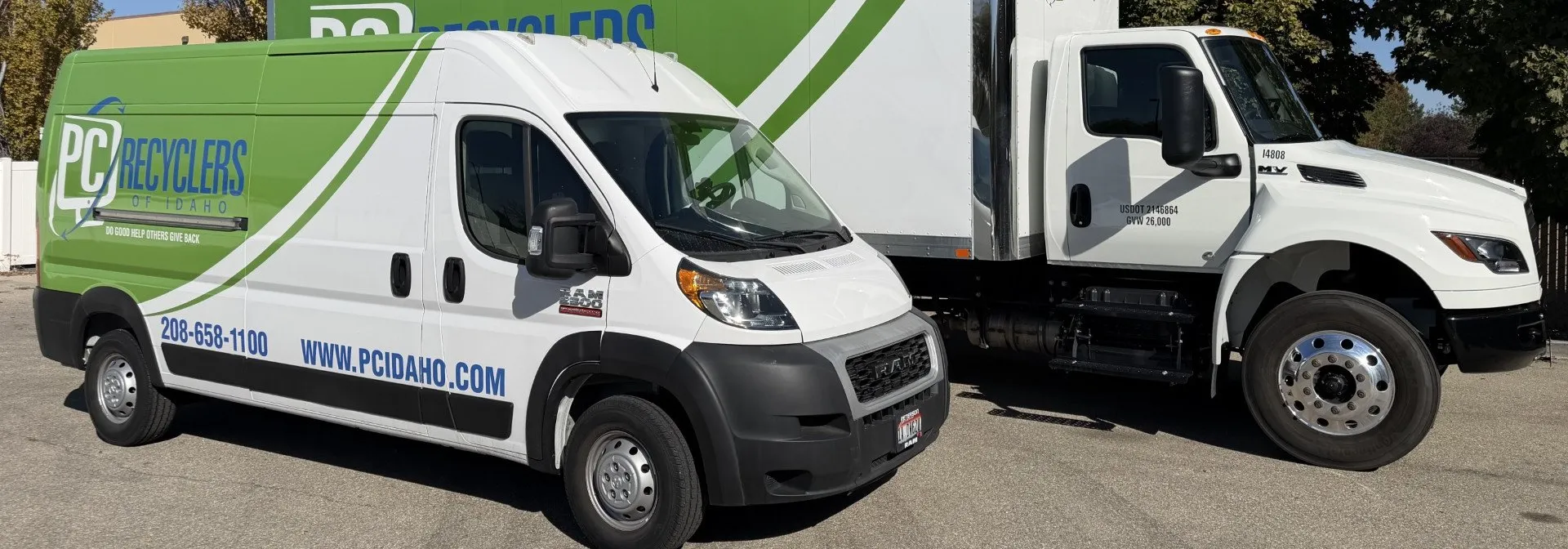 PC Recyclers of Idaho pickup trucks at our Meridian facility